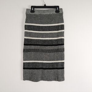 IMPRESS! Striped Knit Pencil Skirt - Black & White Acrylic, Size S/P